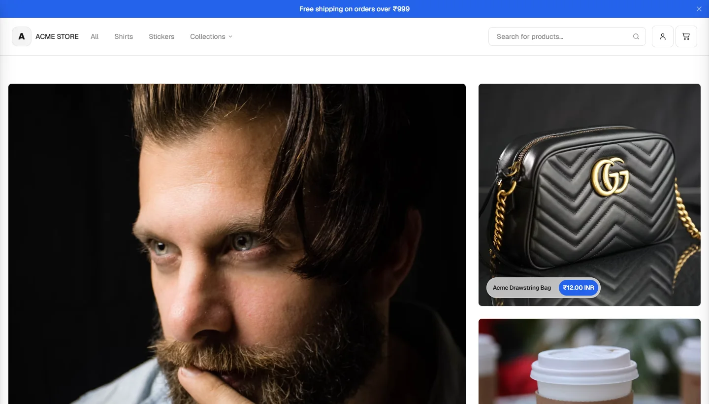 Minimal template homepage