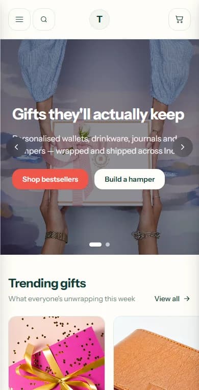 The Gift Loft template on a phone